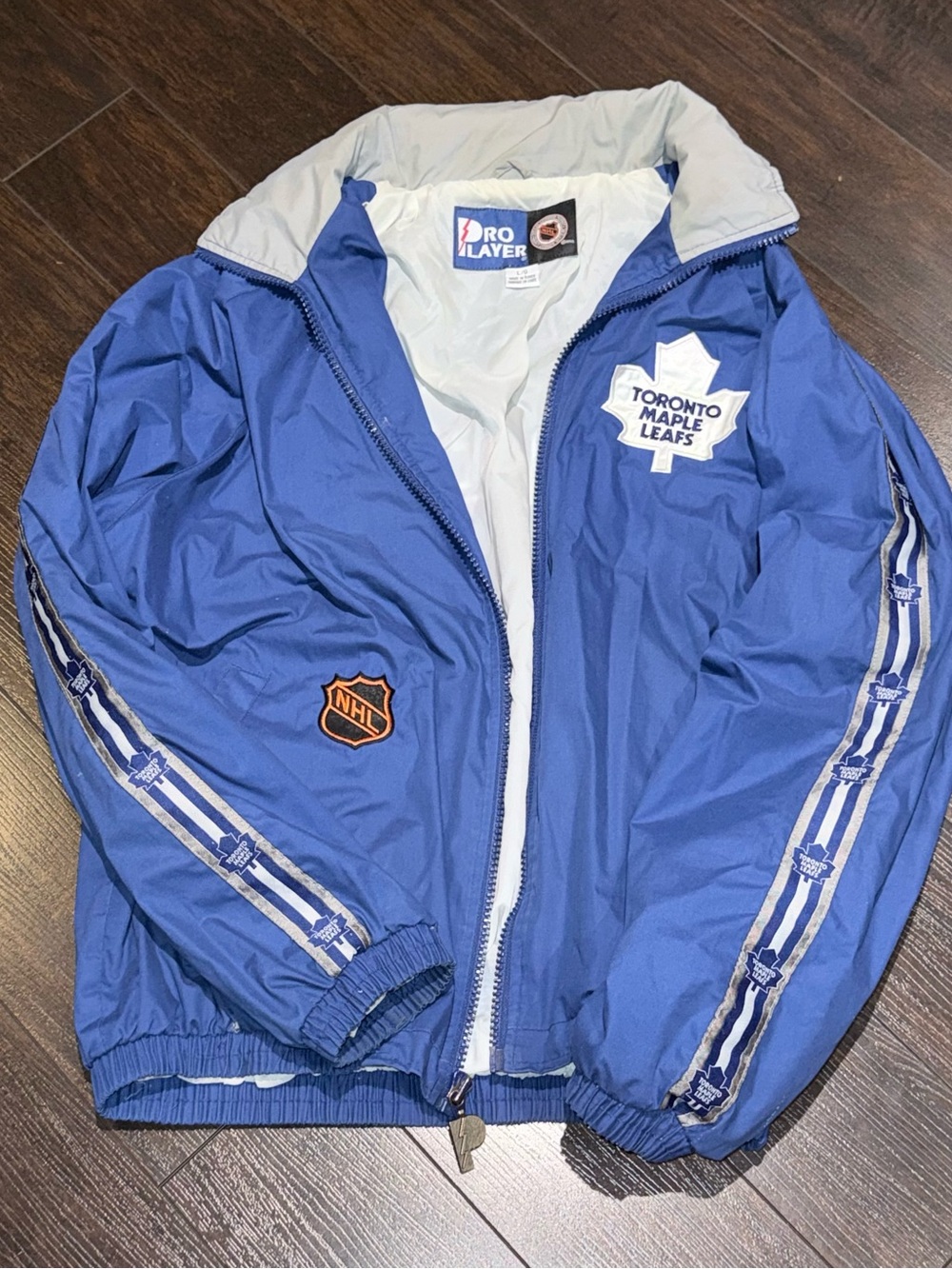 Vintage Pro Player TORONTO MAPLE LEAFS Full Zip JACKET Men’s Size L Blue NHL